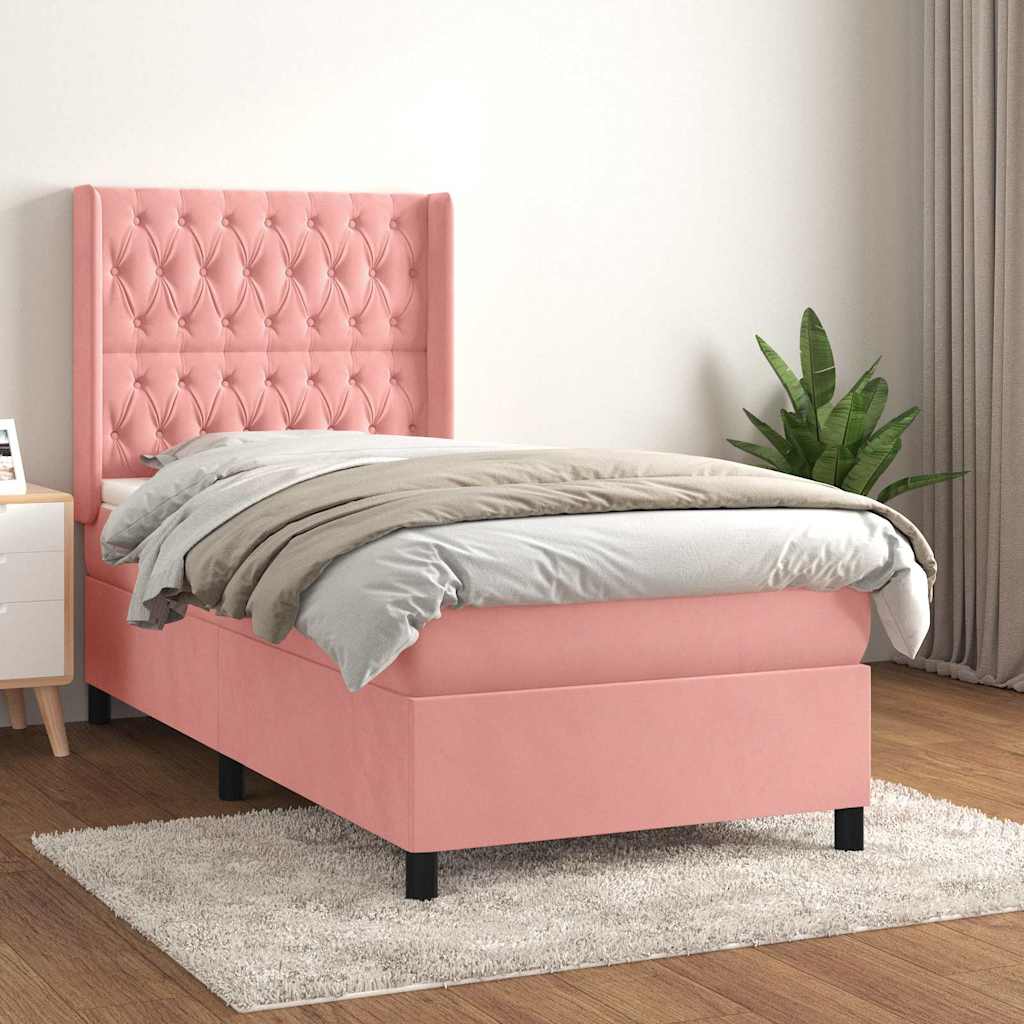 vidaXL Boxspring met matras fluweel lichtgrijs 140x200 cm