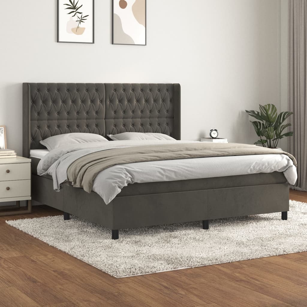 vidaXL Boxspring met matras fluweel lichtgrijs 140x200 cm