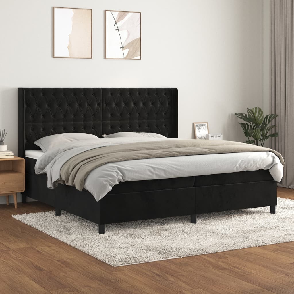 vidaXL Boxspring met matras fluweel lichtgrijs 140x200 cm