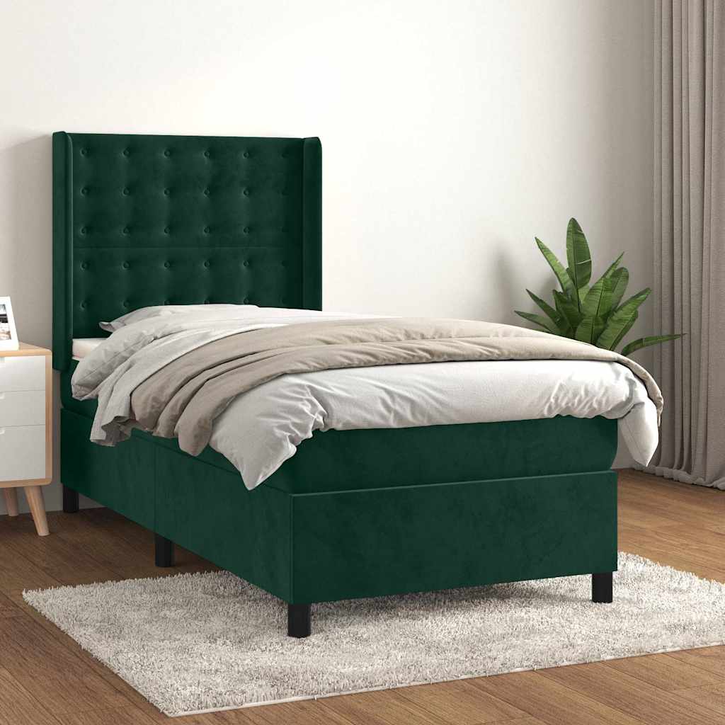 vidaXL Boxspring met matras fluweel lichtgrijs 140x200 cm
