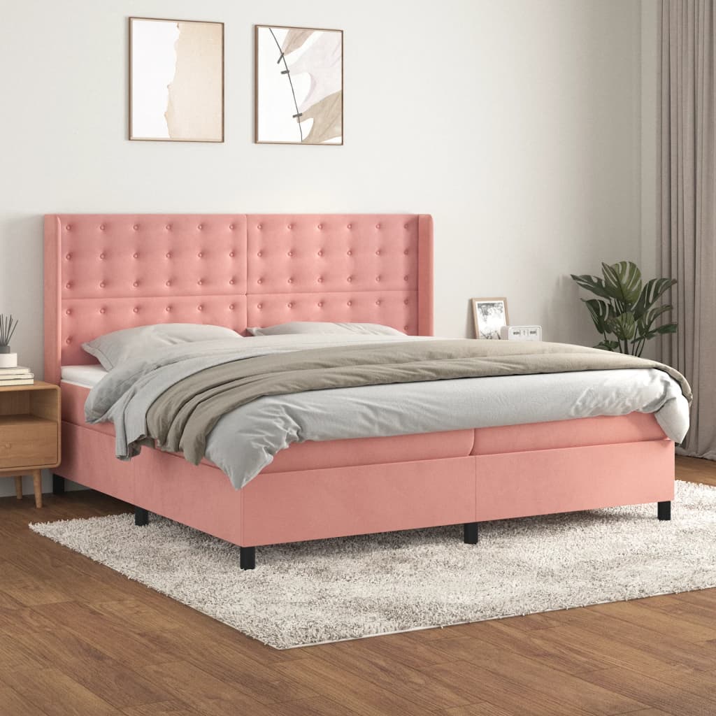 vidaXL Boxspring met matras fluweel lichtgrijs 140x200 cm