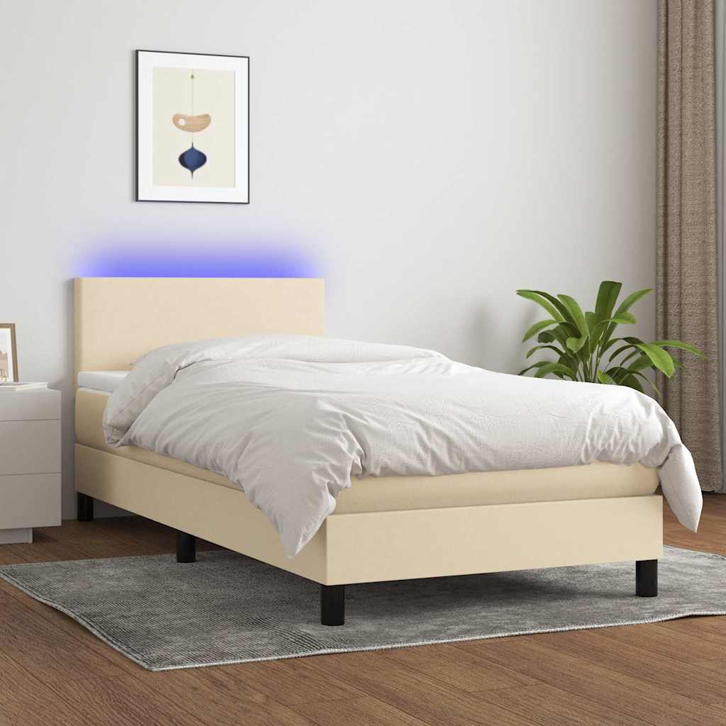 vidaXL Boxspring met matras en LED stof donkerbruin 100x200 cm