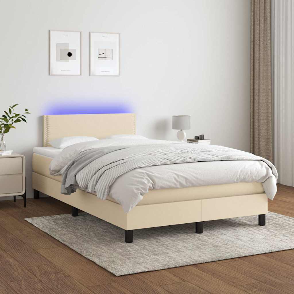 vidaXL Boxspring met matras en LED stof donkerbruin 100x200 cm