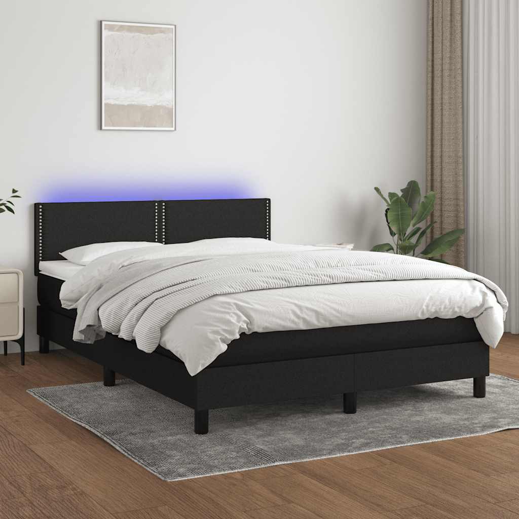 vidaXL Boxspring met matras en LED stof donkerbruin 100x200 cm