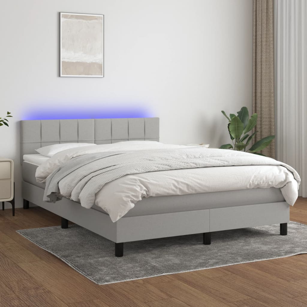 vidaXL Boxspring met matras en LED stof donkerbruin 100x200 cm