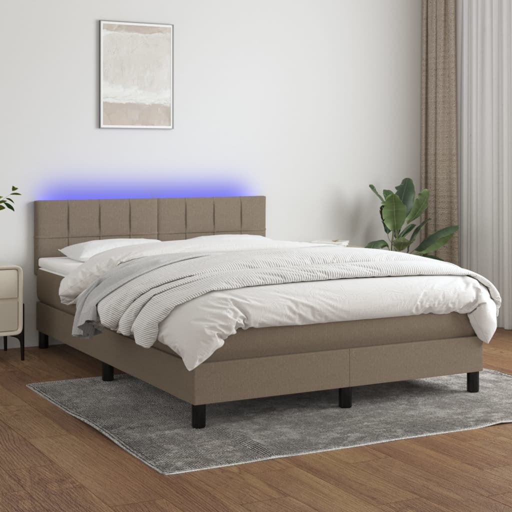 vidaXL Boxspring met matras en LED stof donkerbruin 100x200 cm