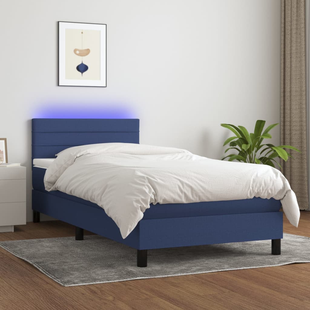 vidaXL Boxspring met matras en LED stof donkerbruin 100x200 cm