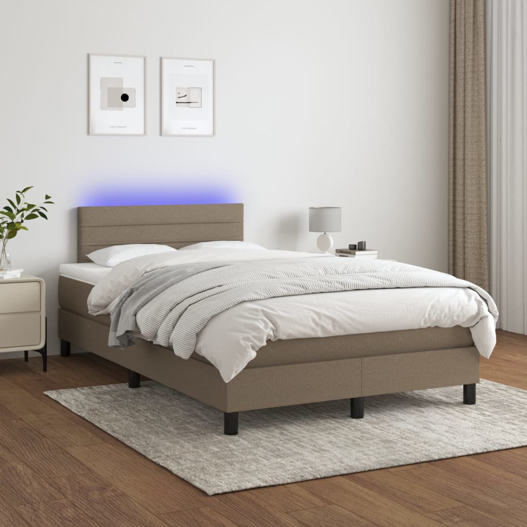 vidaXL Boxspring met matras en LED stof donkerbruin 100x200 cm