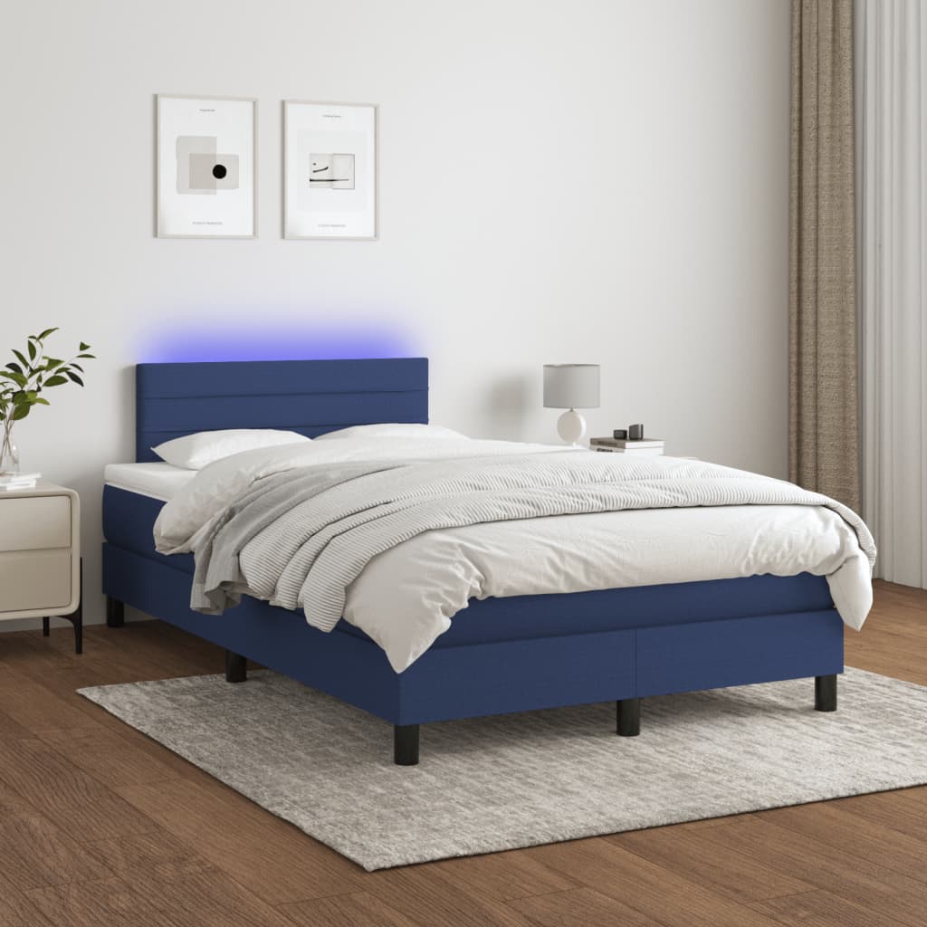 vidaXL Boxspring met matras en LED stof donkerbruin 100x200 cm