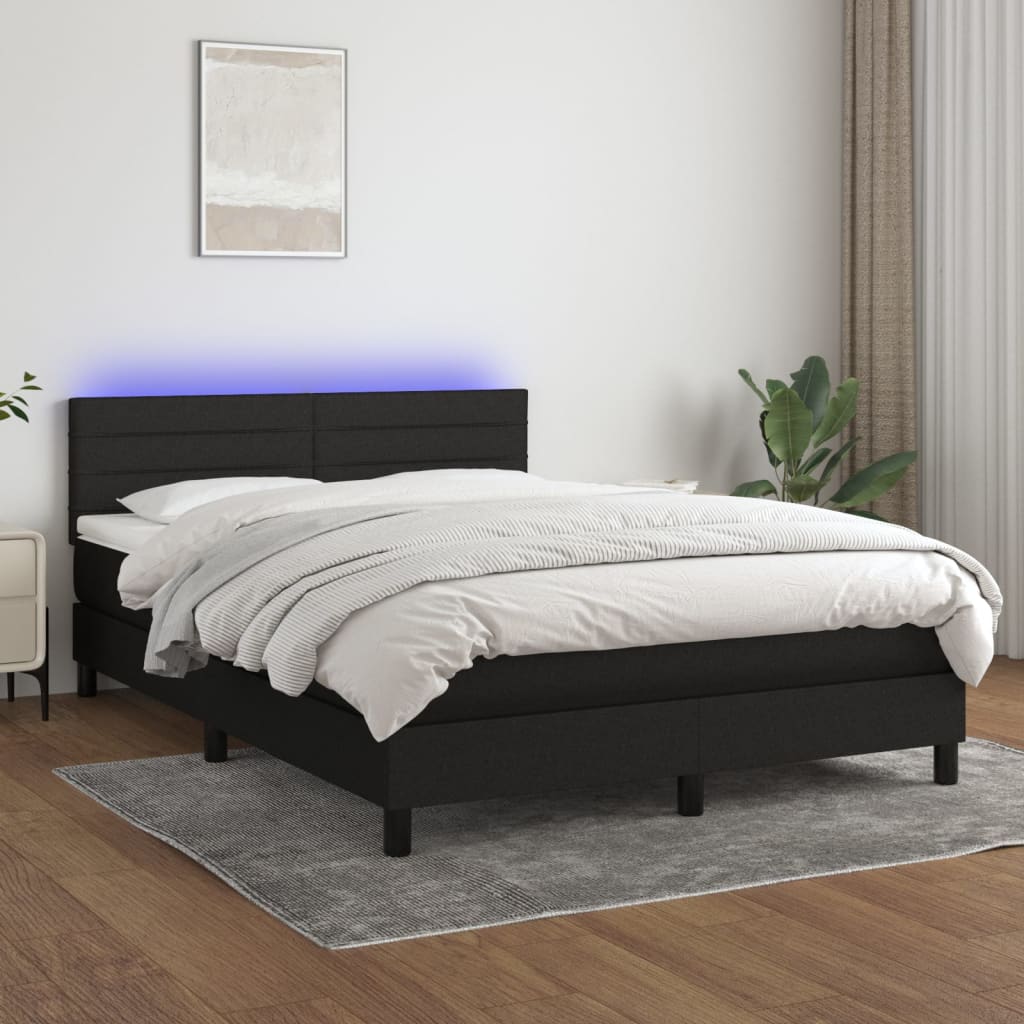 vidaXL Boxspring met matras en LED stof donkerbruin 100x200 cm