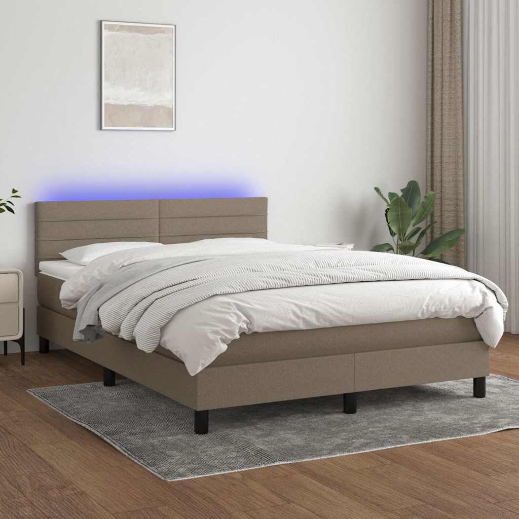 vidaXL Boxspring met matras en LED stof donkerbruin 100x200 cm