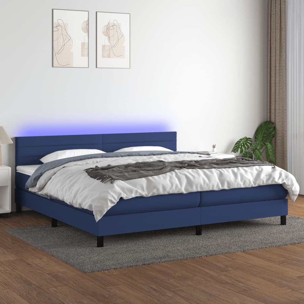 vidaXL Boxspring met matras en LED stof donkerbruin 100x200 cm