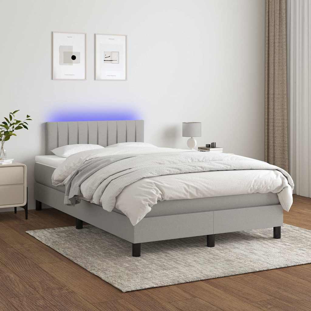 vidaXL Boxspring met matras en LED stof donkerbruin 100x200 cm