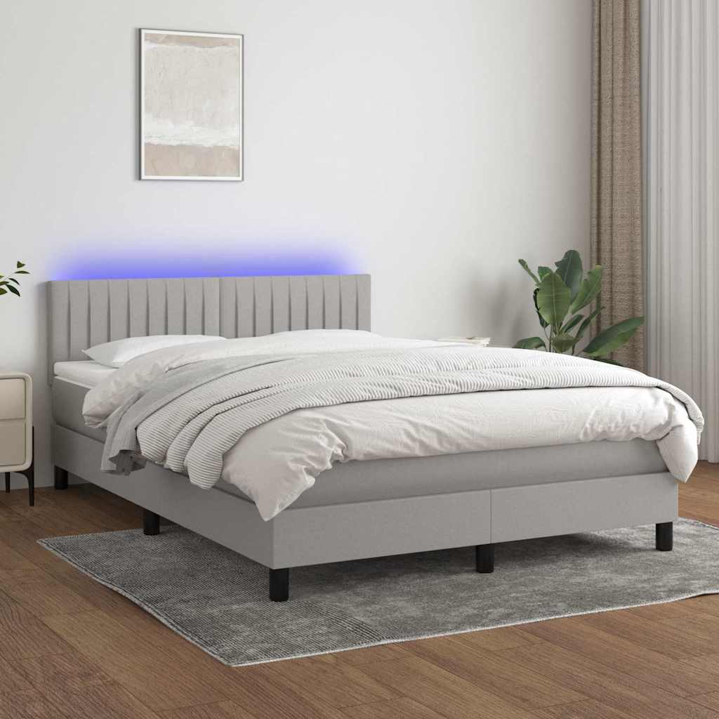 vidaXL Boxspring met matras en LED stof donkerbruin 100x200 cm