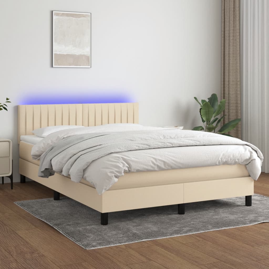 vidaXL Boxspring met matras en LED stof donkerbruin 100x200 cm