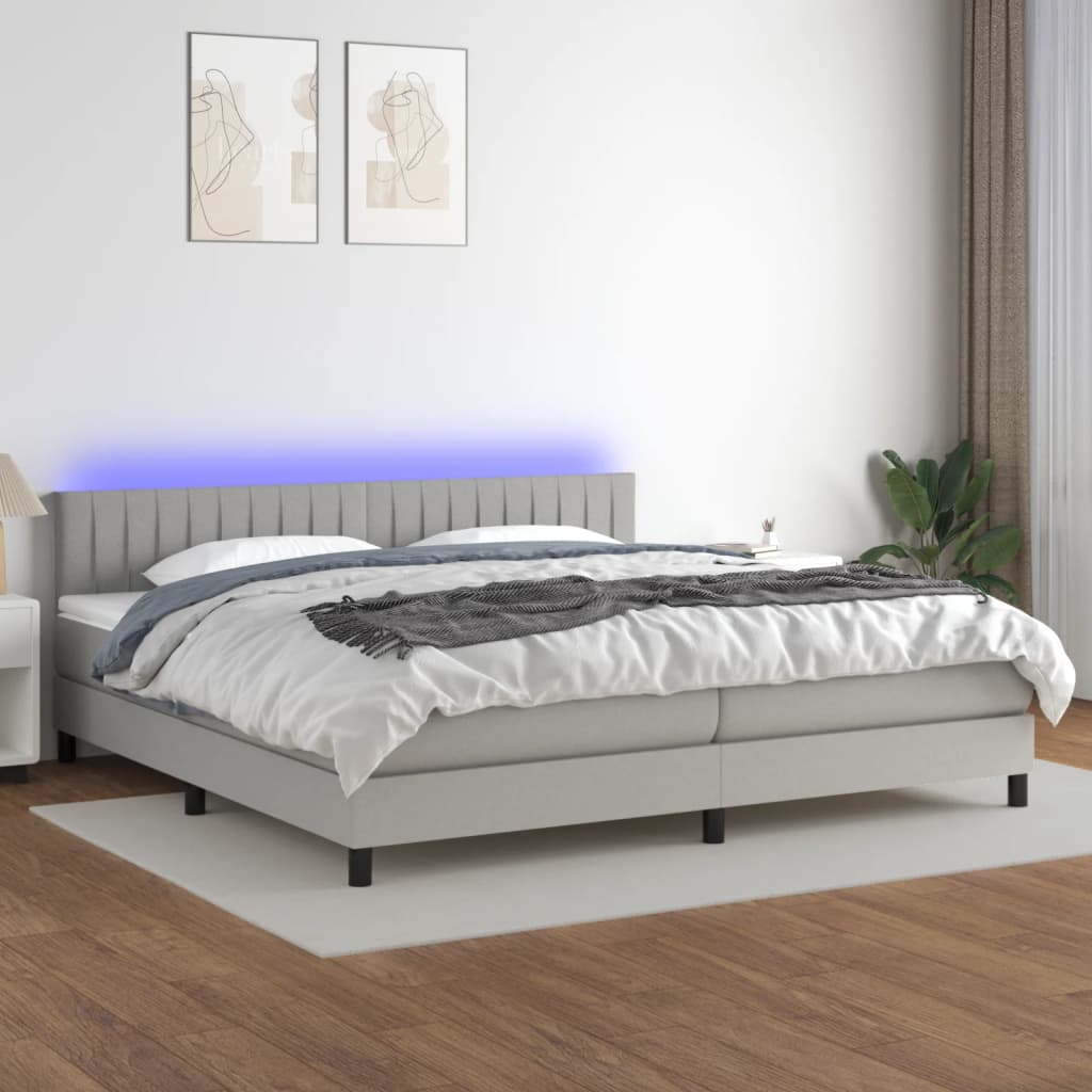 vidaXL Boxspring met matras en LED stof donkerbruin 100x200 cm