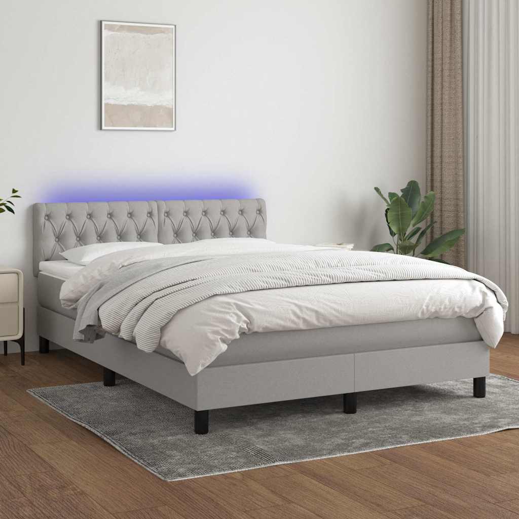 vidaXL Boxspring met matras en LED stof donkerbruin 100x200 cm