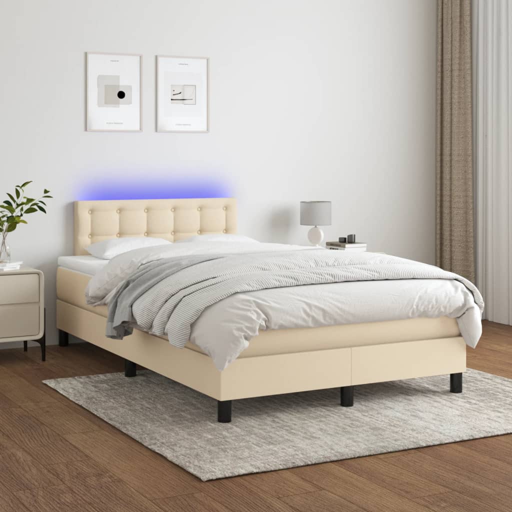 vidaXL Boxspring met matras en LED stof donkerbruin 100x200 cm