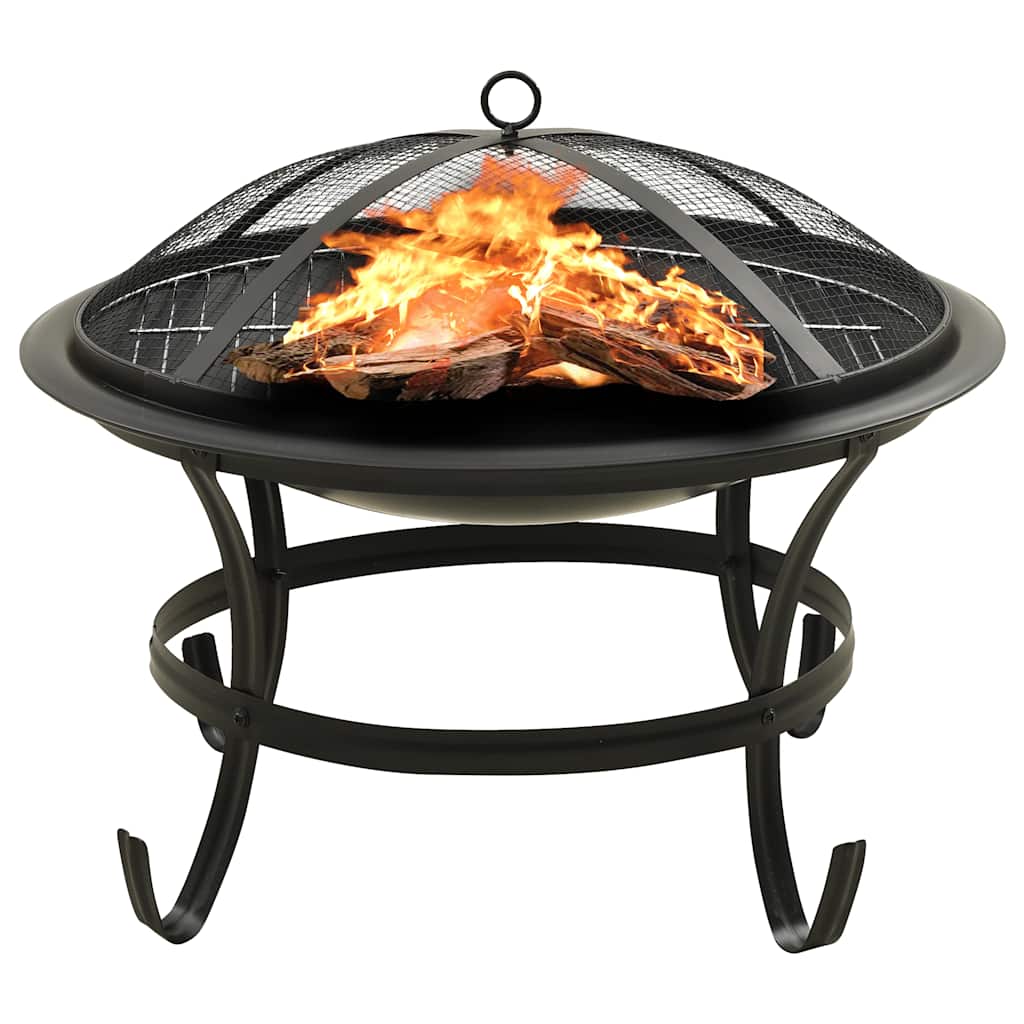 vidaXL Vuurplaats en barbecue 2-in-1 met pook 56x56x49 cm rvs