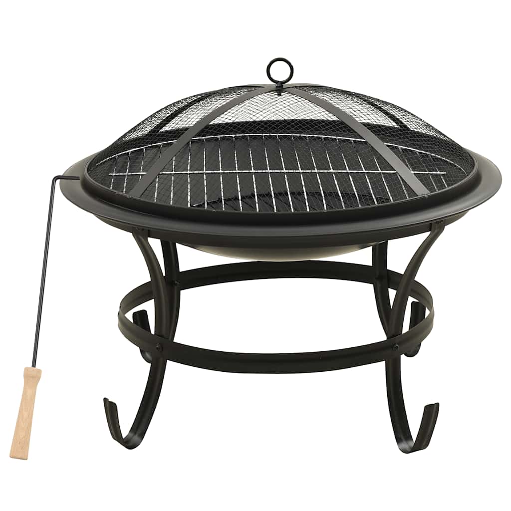 vidaXL Vuurplaats en barbecue 2-in-1 met pook 56x56x49 cm rvs