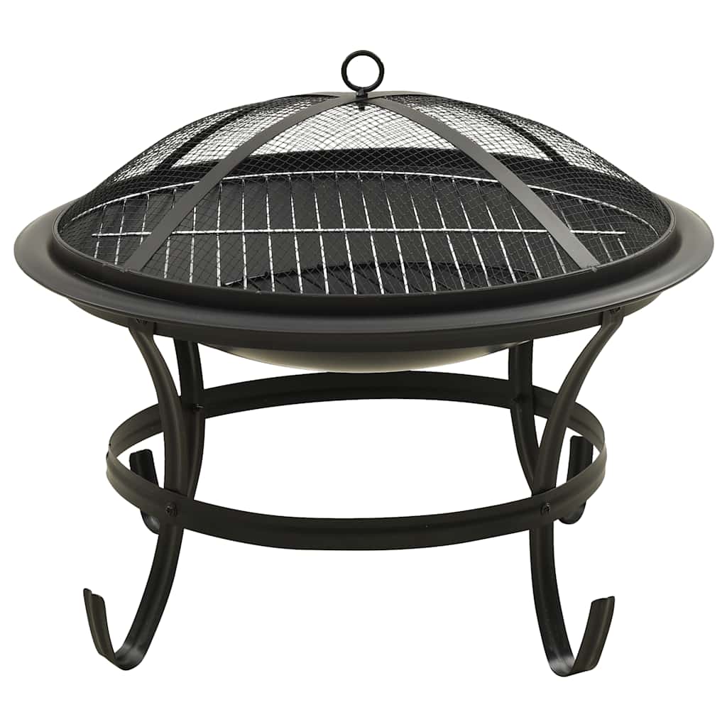 vidaXL Vuurplaats en barbecue 2-in-1 met pook 56x56x49 cm rvs