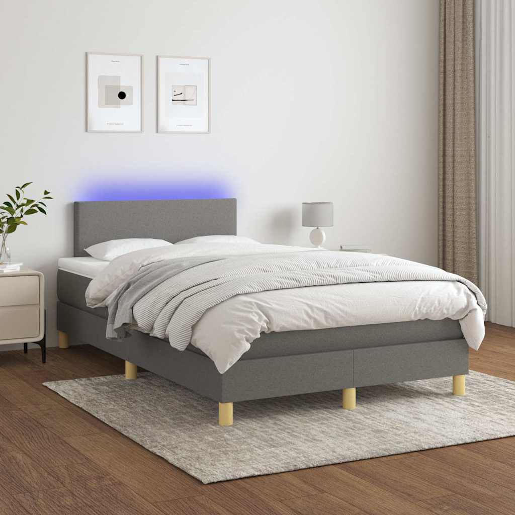vidaXL Boxspring met matras en LED stof lichtgrijs 90x200 cm