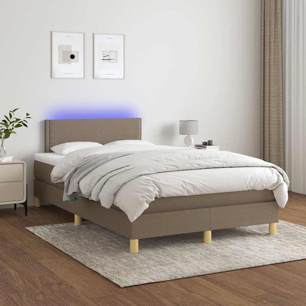 vidaXL Boxspring met matras en LED stof lichtgrijs 90x200 cm