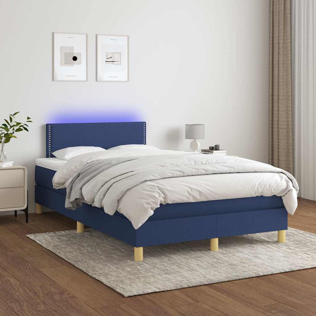 vidaXL Boxspring met matras en LED stof lichtgrijs 90x200 cm