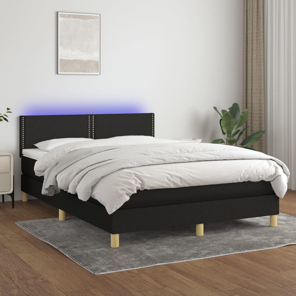 vidaXL Boxspring met matras en LED stof lichtgrijs 90x200 cm