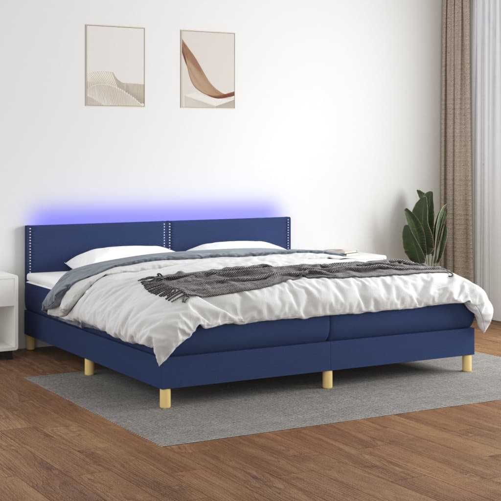 vidaXL Boxspring met matras en LED stof lichtgrijs 90x200 cm