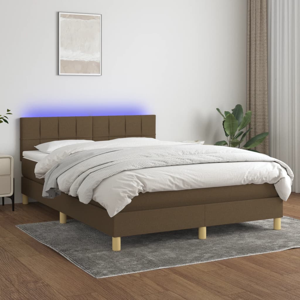 vidaXL Boxspring met matras en LED stof lichtgrijs 90x200 cm