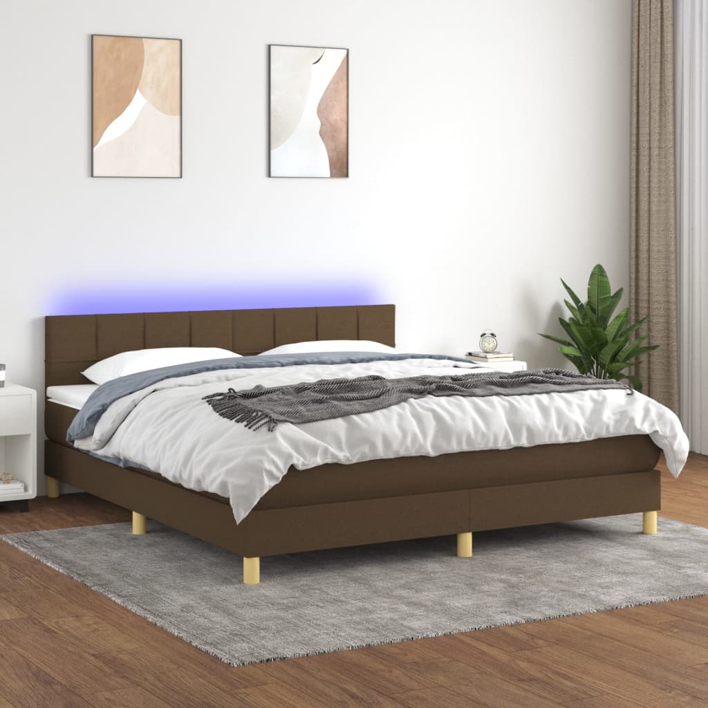 vidaXL Boxspring met matras en LED stof lichtgrijs 90x200 cm