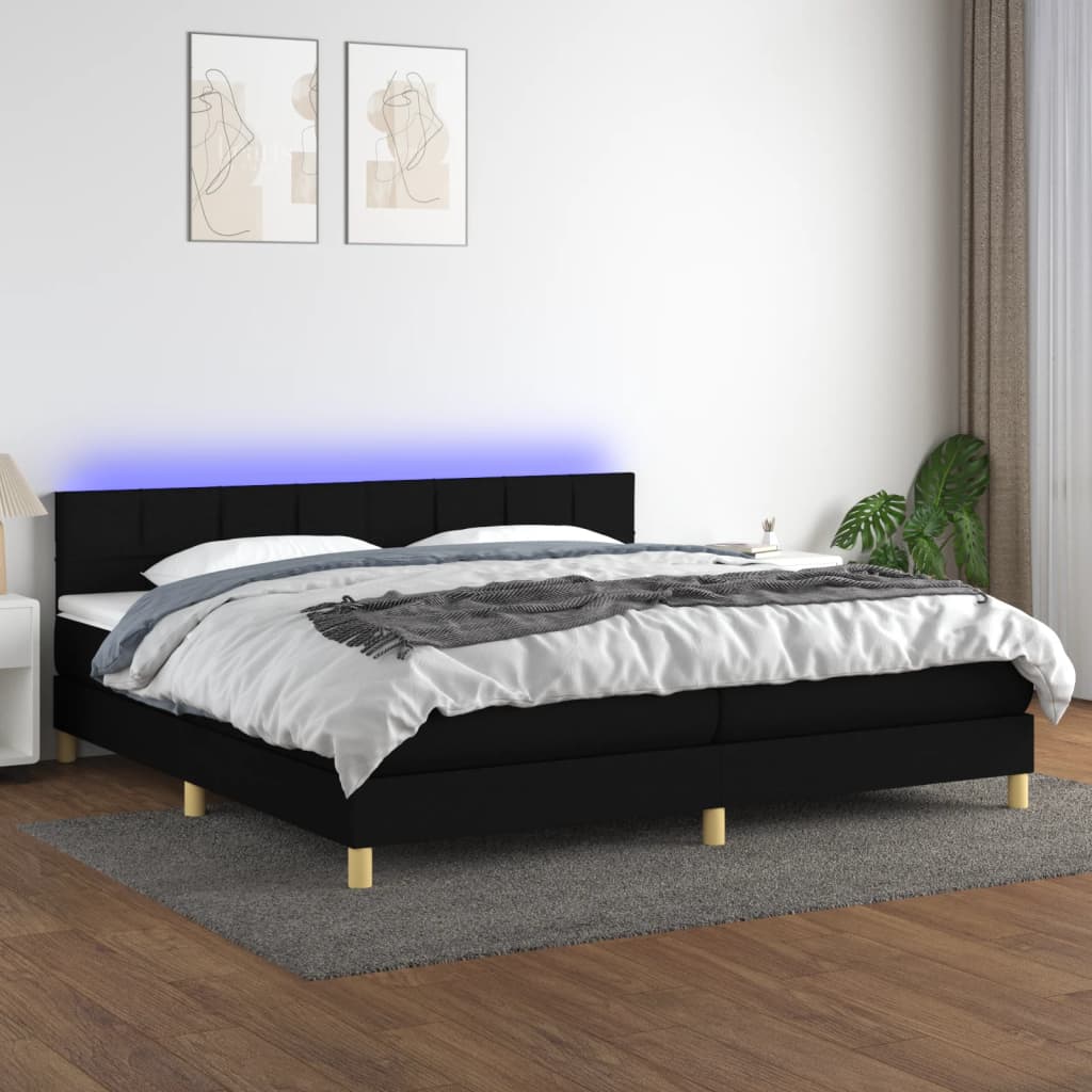 vidaXL Boxspring met matras en LED stof lichtgrijs 90x200 cm