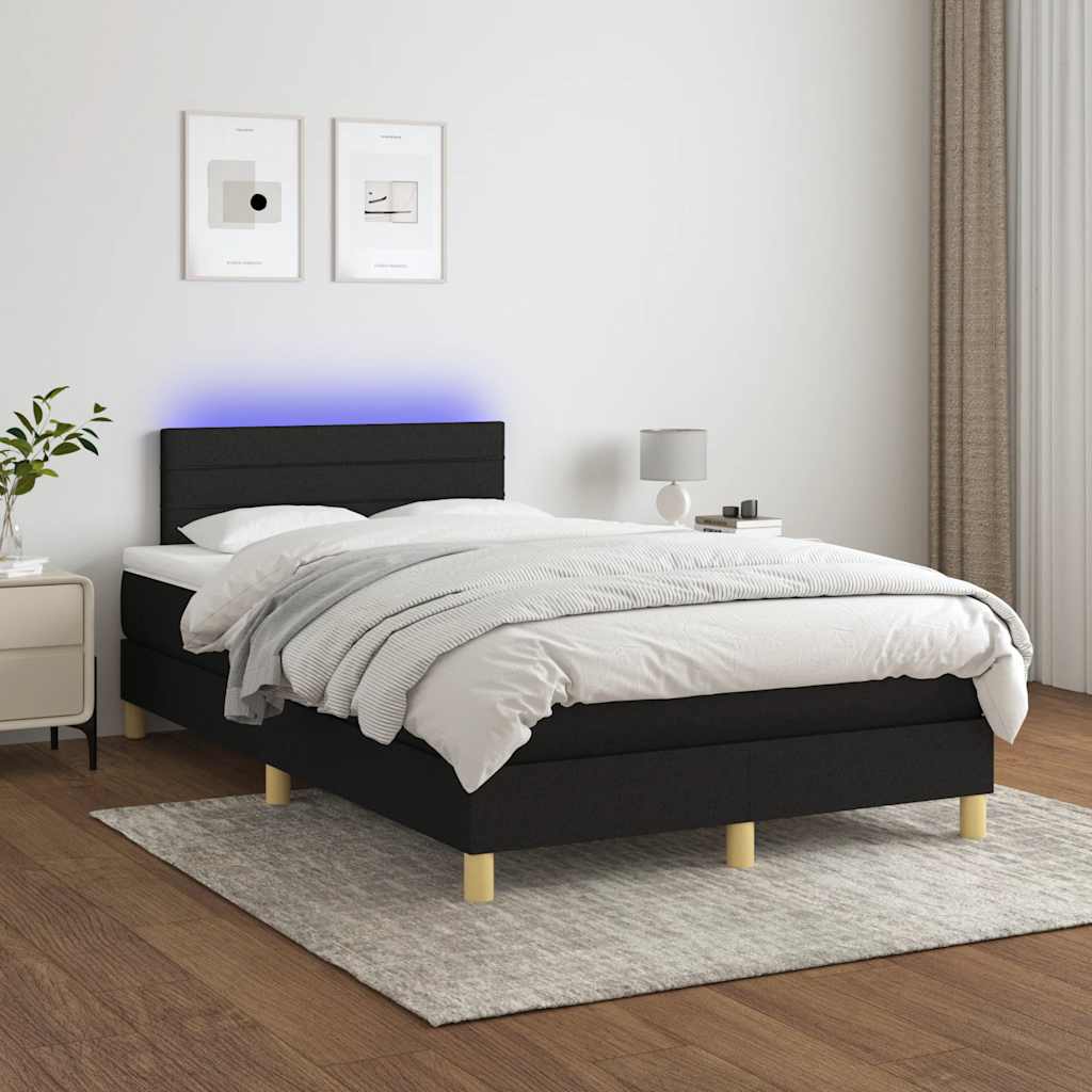 vidaXL Boxspring met matras en LED stof lichtgrijs 90x200 cm