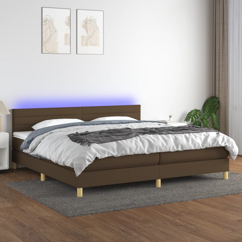 vidaXL Boxspring met matras en LED stof lichtgrijs 90x200 cm