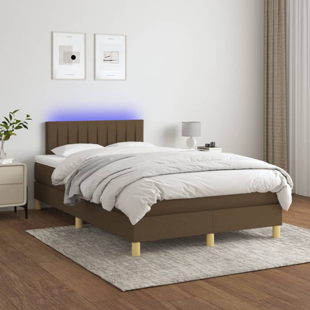 vidaXL Boxspring met matras en LED stof lichtgrijs 90x200 cm