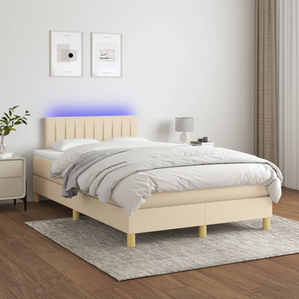 vidaXL Boxspring met matras en LED stof lichtgrijs 90x200 cm