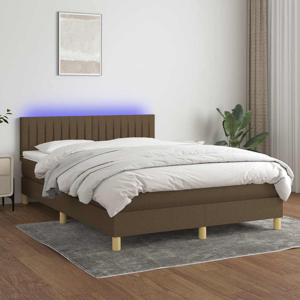 vidaXL Boxspring met matras en LED stof lichtgrijs 90x200 cm