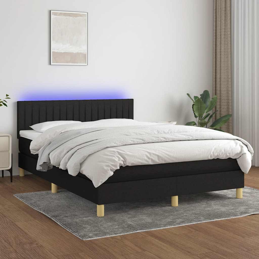 vidaXL Boxspring met matras en LED stof lichtgrijs 90x200 cm