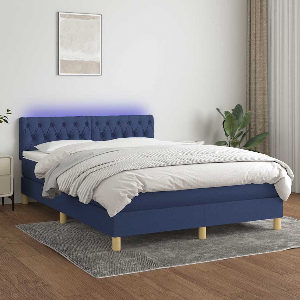 vidaXL Boxspring met matras en LED stof lichtgrijs 90x200 cm