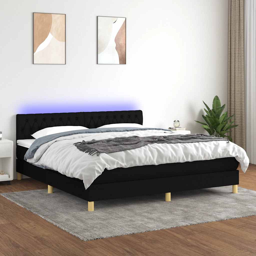 vidaXL Boxspring met matras en LED stof lichtgrijs 90x200 cm