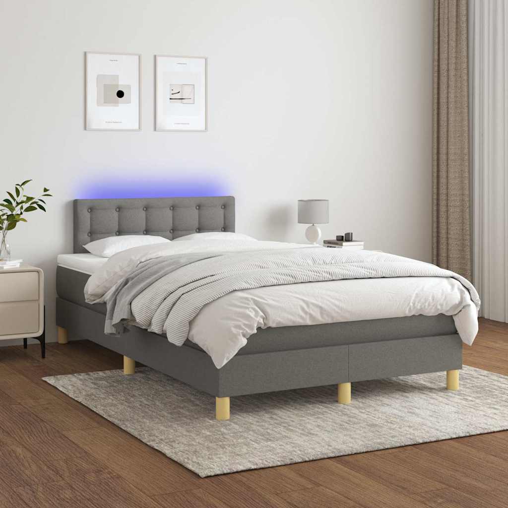 vidaXL Boxspring met matras en LED stof lichtgrijs 90x200 cm