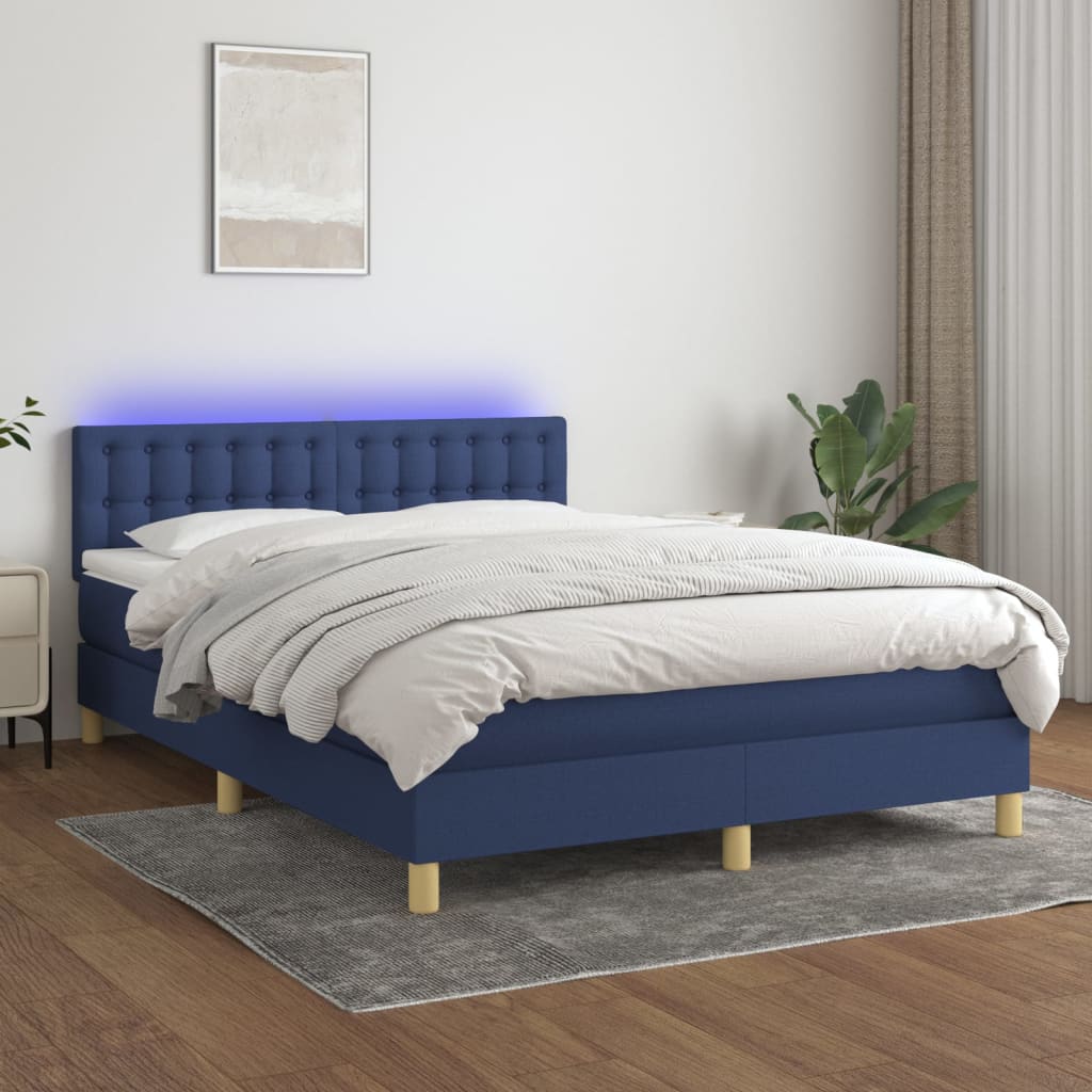 vidaXL Boxspring met matras en LED stof lichtgrijs 90x200 cm