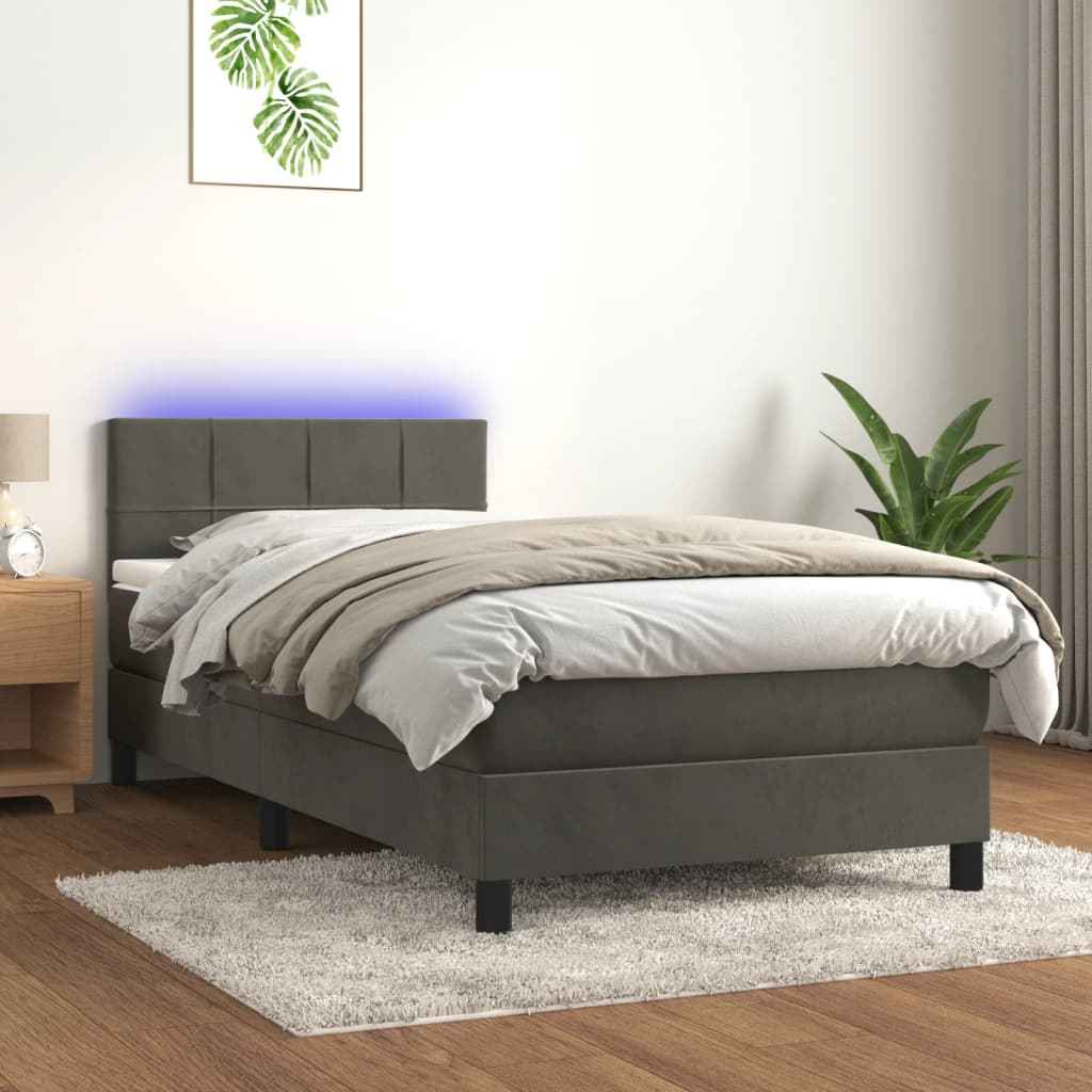 vidaXL Boxspring met matras en LED fluweel zwart 120x200 cm
