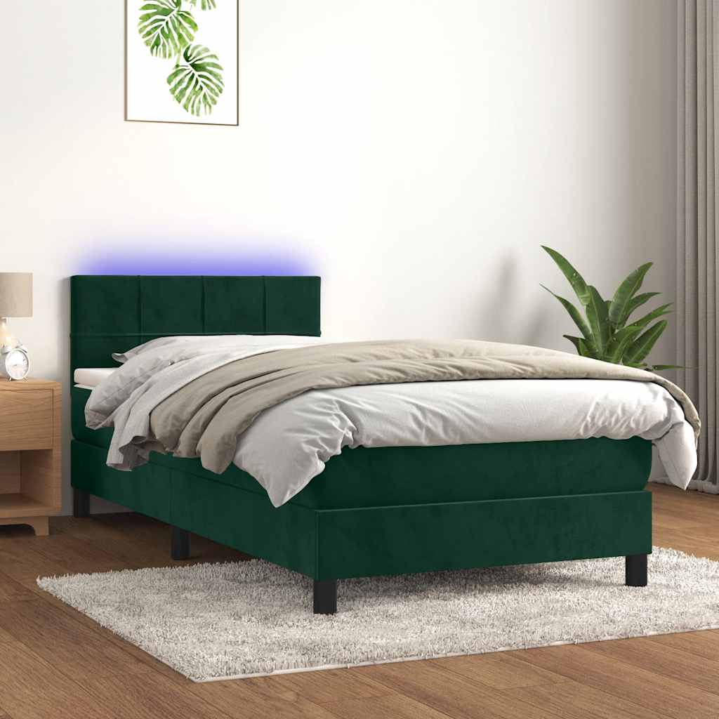 vidaXL Boxspring met matras en LED fluweel zwart 120x200 cm