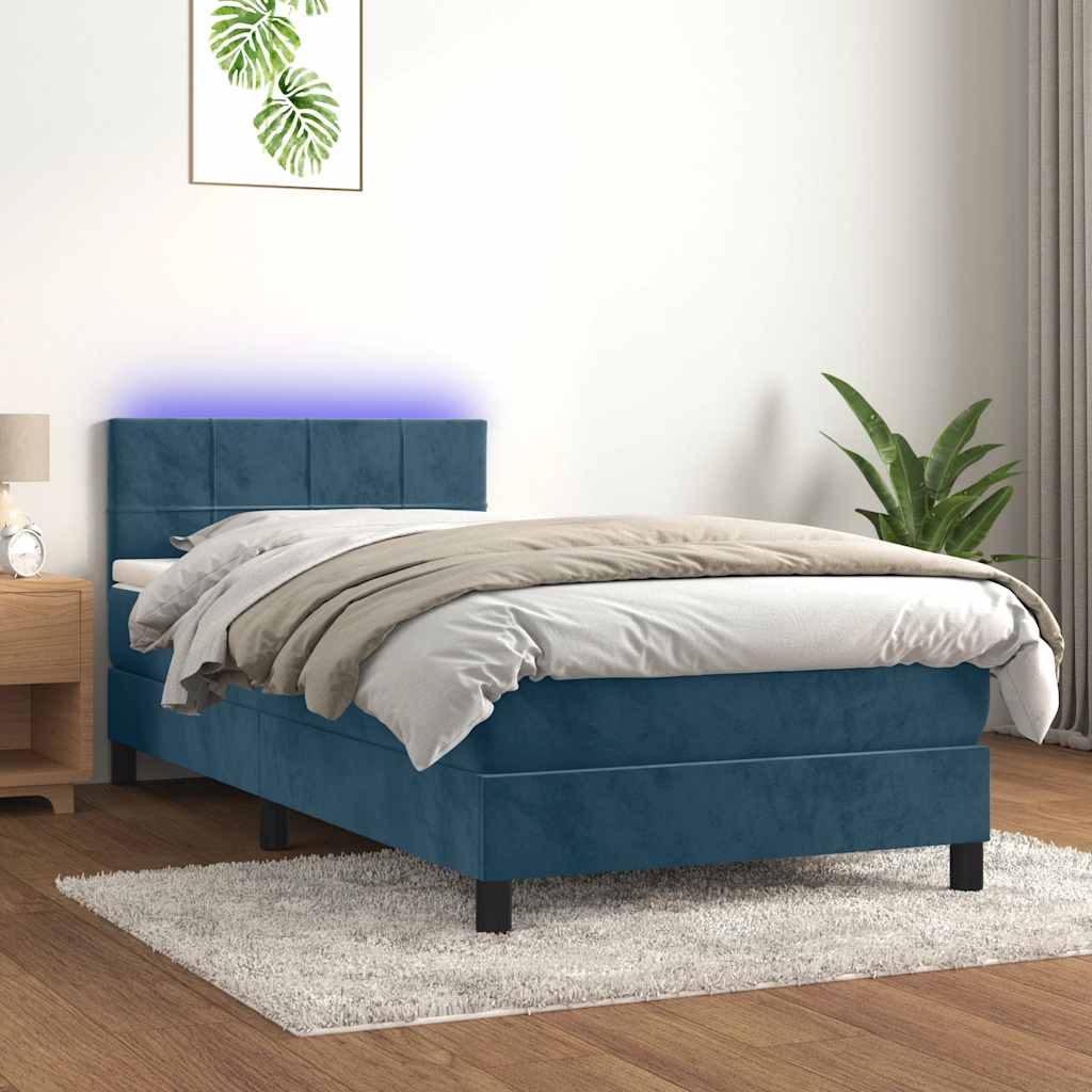 vidaXL Boxspring met matras en LED fluweel zwart 120x200 cm