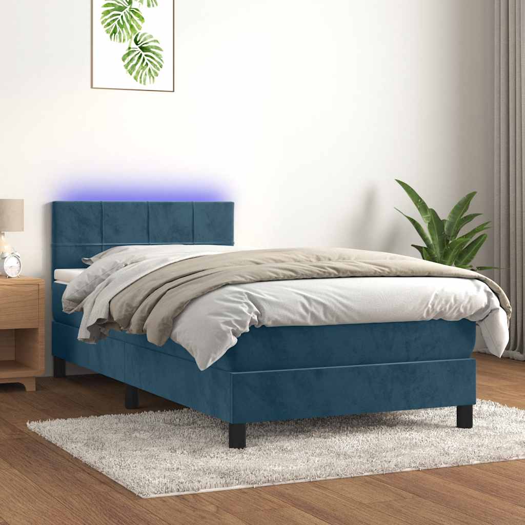 vidaXL Boxspring met matras en LED fluweel zwart 120x200 cm