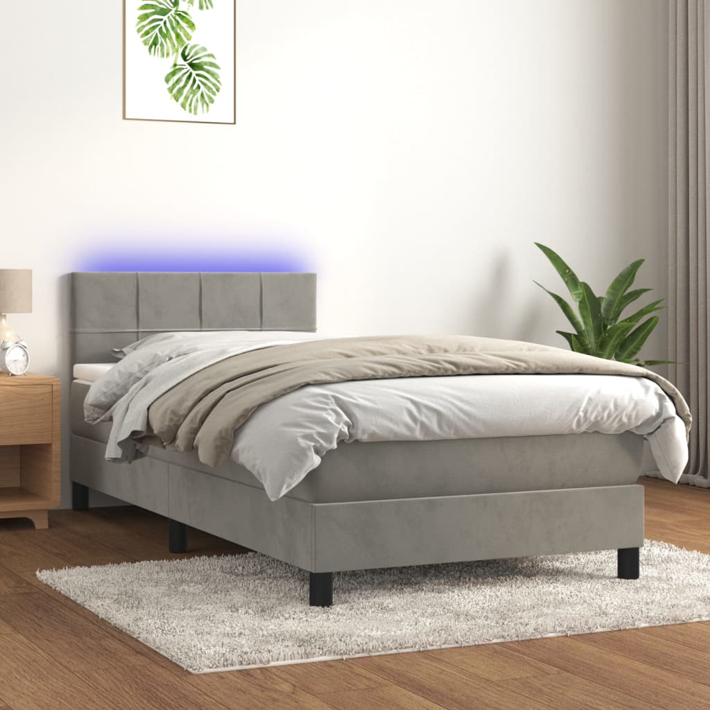 vidaXL Boxspring met matras en LED fluweel zwart 120x200 cm