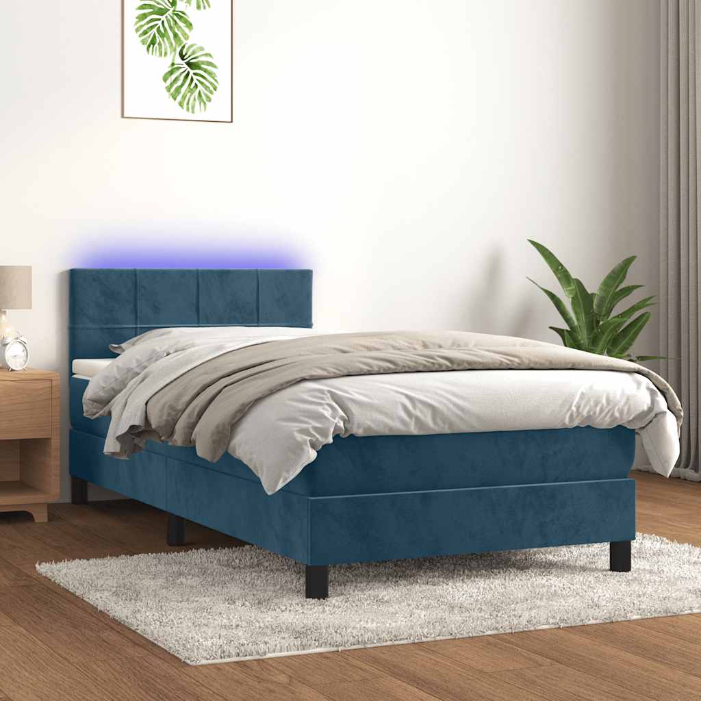 vidaXL Boxspring met matras en LED fluweel zwart 120x200 cm