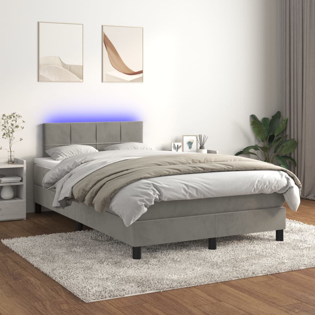 vidaXL Boxspring met matras en LED fluweel zwart 120x200 cm